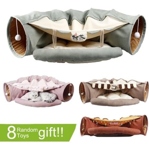 Cute Cat Tunnel Tube Collapsible Removeable Pet Interactive Play Toys Sound Paper Ring Bell For Cat Ferrets Puppy