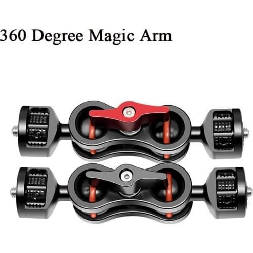 Camfoto Multi-Function Dual Ball Head Magic Arm Hot Shoe Mount Adapter 360degree with 1/4 Screw for Monitor LED Light Cameras
