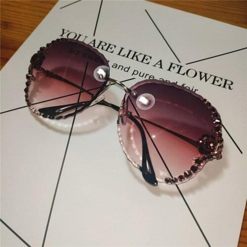 Sin moldura De moda De diamantes De imitación De lujo Gafas De Sol De las mujeres 2020 Vintage Bling, Gafas De Sol De tonos para