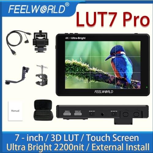 FEELWORLD portable monitor hdmi LUT7 pro 7 Inch 2200nits 3D LUT DSLR Director AC Monitor F970 External Power