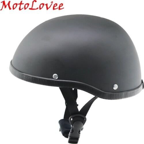 MotoLovee Motorcycle Helmet For Harley Vintage Half Face Helmet Retro German Chopper Cruiser Matte Black Helmets Cascos Para