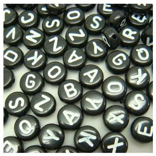 Wholesale Black Acrylic Alphabet Letter Spacer Beads 4*7mm 500pcs Round Flat Shape DIY Bracelet Jewelry Accessories LB-28