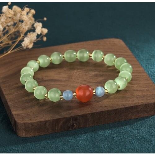 Wholesale 2021 Summer Green Natural Crystal Bracelet on Hand Handmade Beaded Bracelets for Women Girls Fashion Jewelry YBR430