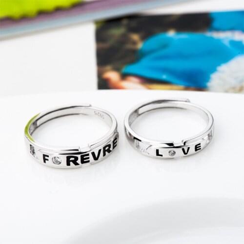 925 silver couple ring with diamond ring for girls Valentines Day gift