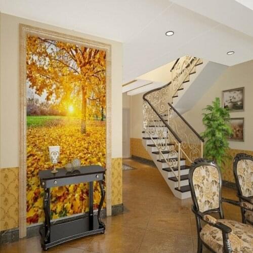 Custom mural custom scenery mural wallpaper TV backdrop sofa bedroom living room wallpaper golden autumn mural