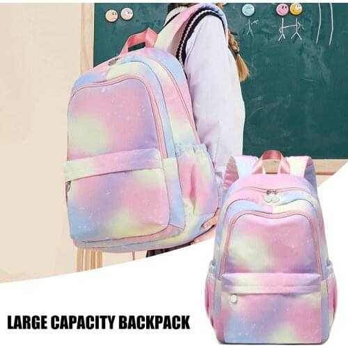 Hot Schoolbag Gradient Rainbow Print Backpack Schoolgirl Schoolbag Lightweight Waterproof Large Capacity Backpack DSA1