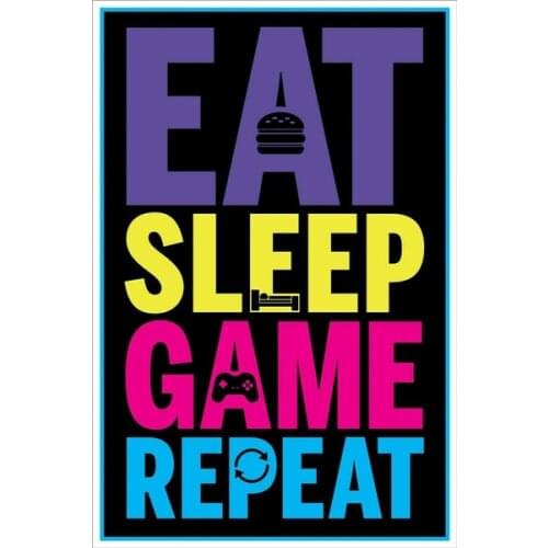 Poster Eat, Sleep, Game, Repeat Gaming Maxi Pet -metal Sign 8x12in/home Kitchen Bar Art Retro Wall Decor