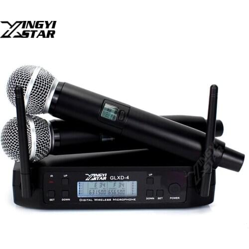 600-650MHz Professional UHF Wireless Microphone System 2 Channel 2 Cordless Handheld Mic For SM 58 SM58LC Micro Karaoke Mixer DJ