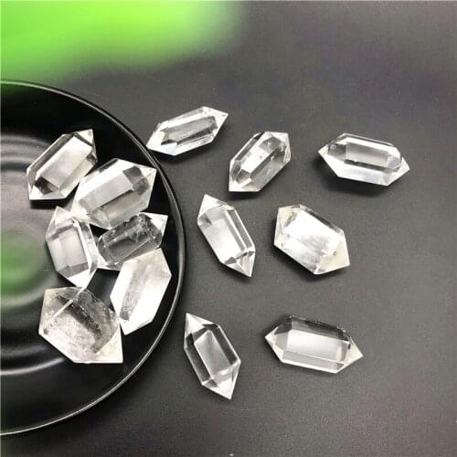 Drop Shipping 1PC Natural White Quartz Crystal Double Points Wands Rock Obelisk Healing Energy Column Natural Stones and Crystal