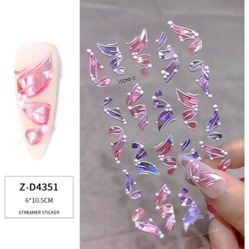5D Ribbon Three-Dimen Sional Nail Decoration Sticker Decal Sculpture Series Embossed With Glue For Manicure