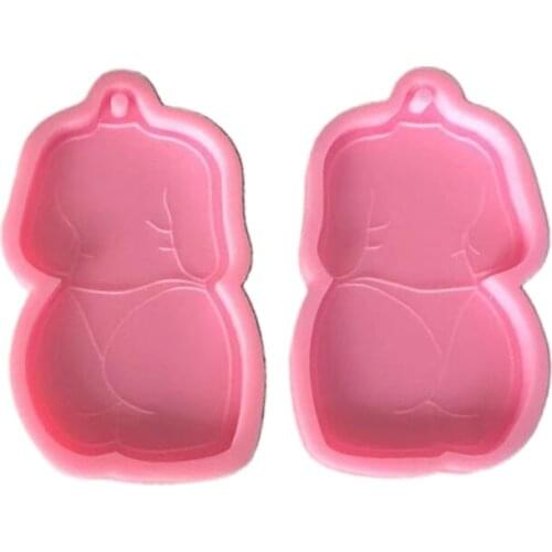 Diy Sketch Sexy Woman Keychain Resin Casting Silicone Mold Woman Back View Keychain Pendant Jewelry Mould