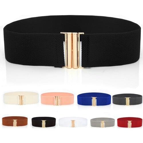 Wide Elastic Belt Solid Color Corset Belt Metal Buckle Lady Fashion Cummerbands Stretch Cinch Waistband Dress Waist Belt #YY
