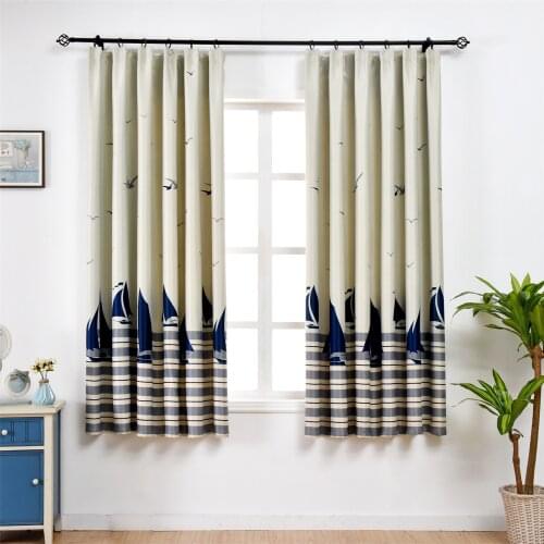 GY2821 Blackout Curtains Living Room Bedroom Kid Kitchen Sailboat Printed Curtain Window Treatment Drapes