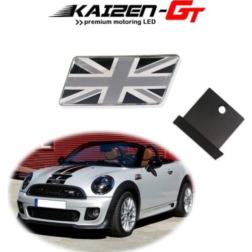 Universal Black/Gray Union Jack UK Flag Style Emblem Badge Aluminum Plate Sticker w/ Mounting Hardware Kit For Car Front Grille