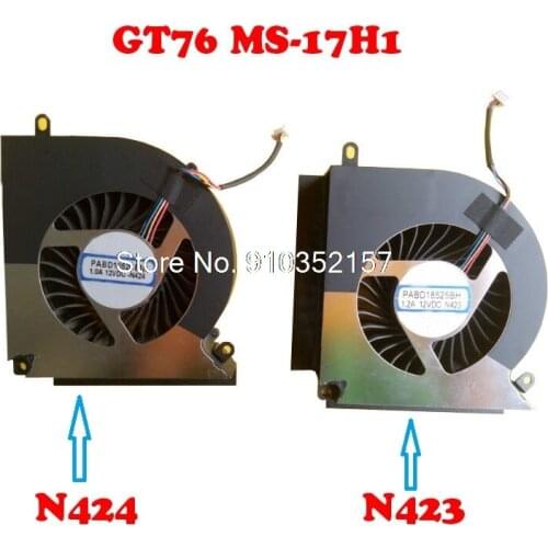 N423 N424 4PIN CPU GPU FAN For MSI GT76 9SG MS-17H1 GT76 9SG-048CN i9-9900K RTX2080 2070 PABD18525BM N424 PABD18525BH N423