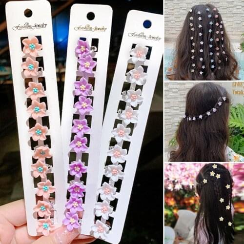 10Pcs Small Flower Buckle Hair Clips Hairpins For Women Girls Fashion DIY Hair Styles Holder Hair Pins Claws Hair Accessories