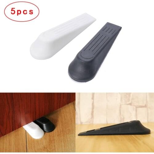 1/5pcs Door Wedge Shaped Plastic Door Stops Non-Slip Black Door Buffers for Office Home Baby Safe Floor Door Stopper