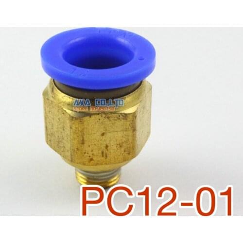 10 Pieces Tube OD 12mm x 1/8" BSPT Male Straight Pneumatic Connector Push In To Connect Fitting