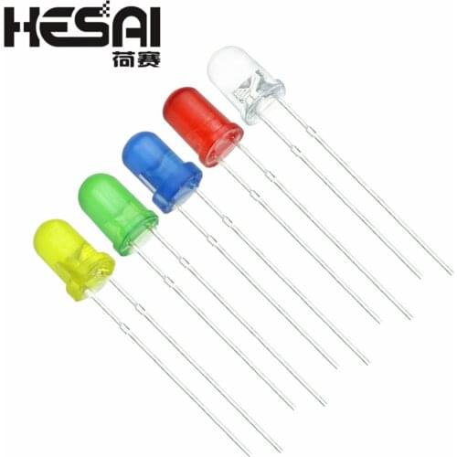 100Pcs/lot 5 Colors F3 3MM Round LED Assortment Kit Ultra Bright Water Clear Green/Yellow/Blue/White/Red Light Emitting Diode