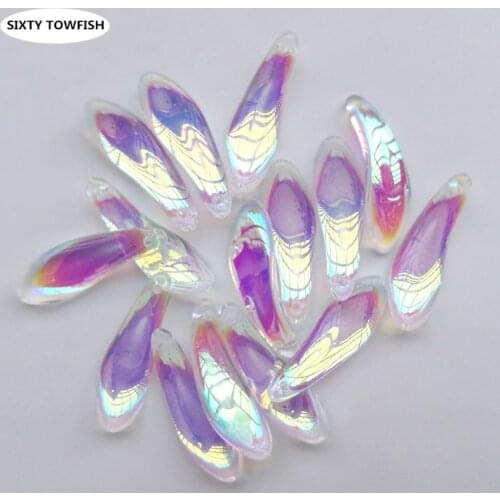 20 Pieces/lot 9x26mm AB Color Czech Glass Beads With Hole Pendant Jewelry Beads For Handmade DIY Accessories