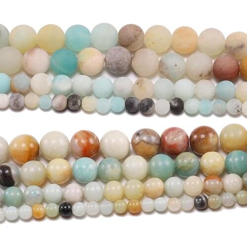 4 6 8 10 12 mm Matte Amazonite Natural Stone Round Beads Frosted Loose Beads For Jewelry Making Findings Accessories Supplies
