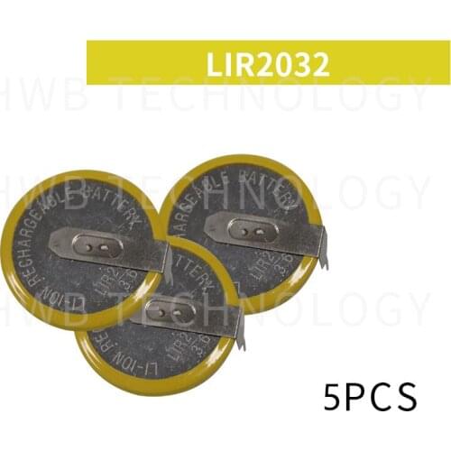 5PCS/lot LIR2032 3.6V horizontal fillet welding foot battery LIR2032 coin cell battery welding foot Free shipping