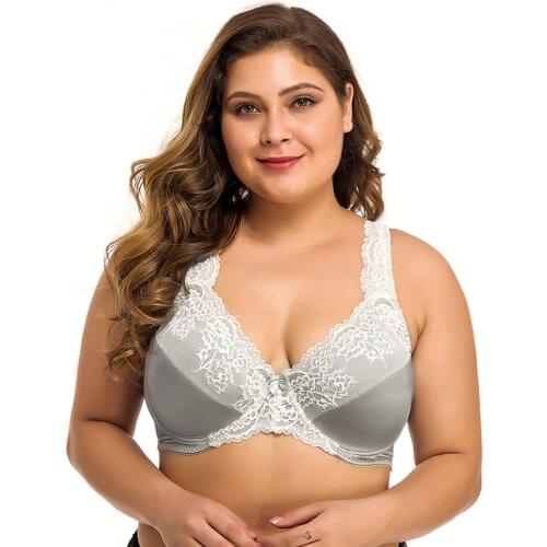 Plus Size Bra Lager Bosom Lace Embroidery Minimizer Bra For Womens Sexy Underwire Bralette Brassiere Top F G H I Cup