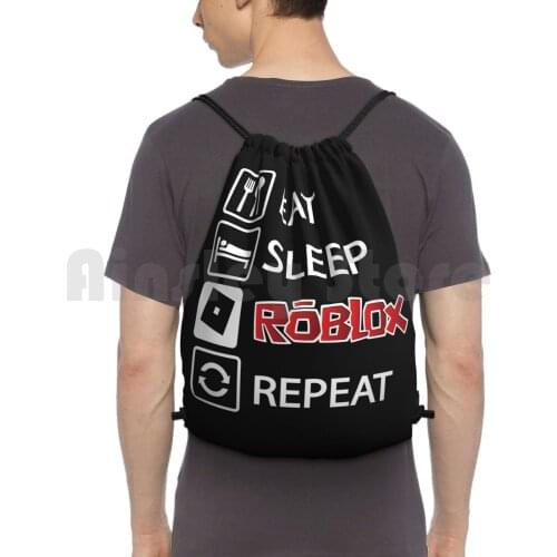 Eat , Sleep , , Repeat Backpack Drawstring Bags Gym Bag Waterproof Eat Sleep Repeat Game Player Kids Children Play