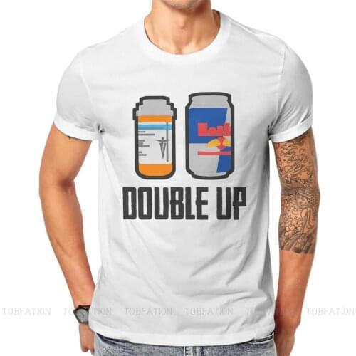 Double Up Round Collar TShirt PUBG Eat Chicken Pure Cotton Basic T Shirt Mans Tops Individuality Plus Size