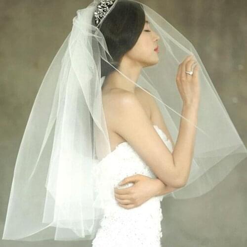 Cut Edge Short Bridal veil 2T Two Layer With Comb Waist Length wedding accessories wedding veils