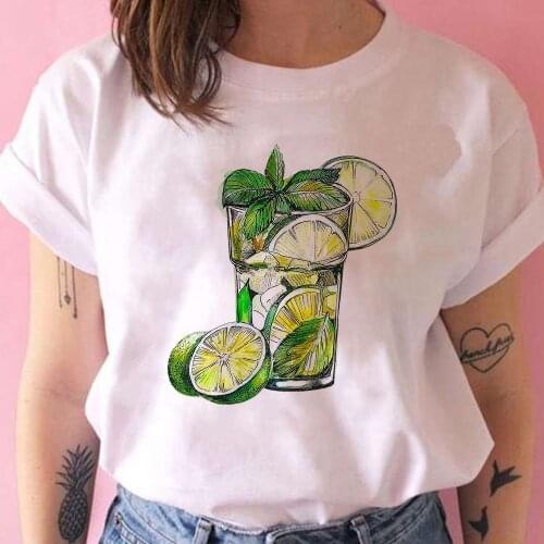 Fruit Juice Graphic T-shirt Kawaii Women Animated Leisucre Clothing Top lemonade Print Tee shirt Camiseta Mujer Fashion Top
