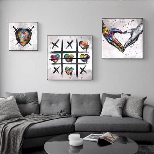 Graffiti Canvas Love and Peace Boxing Leaf Shield Abstract Wall Art Picture Canvas Decoration Painting Poster Home Decoration