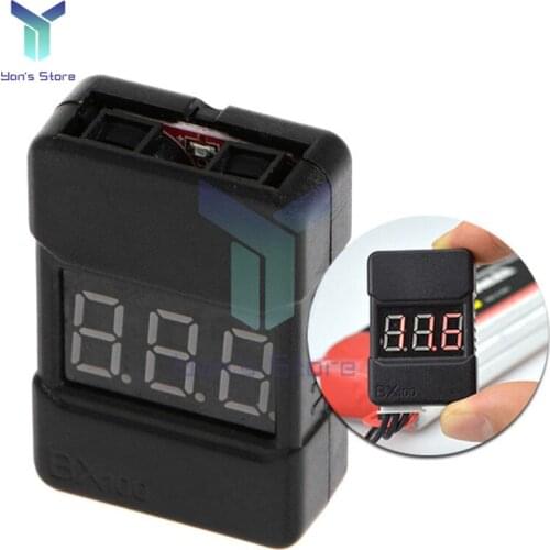 BX100 1-8S Lipo Battery Voltage Meter Tester Low Voltage Buzzer Alarm Battery Voltage Checker Indicator With Dual Speakers