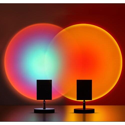 Creativity Sunset Projector Lamp LED Atmosphere Night Light USB Desktop Table Lamp Living Bedroom Study Background wall Decor