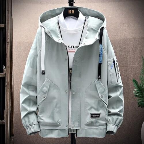 New Casual Autumn Cargo Hooded Jacket And Coats Youth Streetwear Tops Mens Spring Hip Hop Zipper Windbreaker Tracksuit Clothing