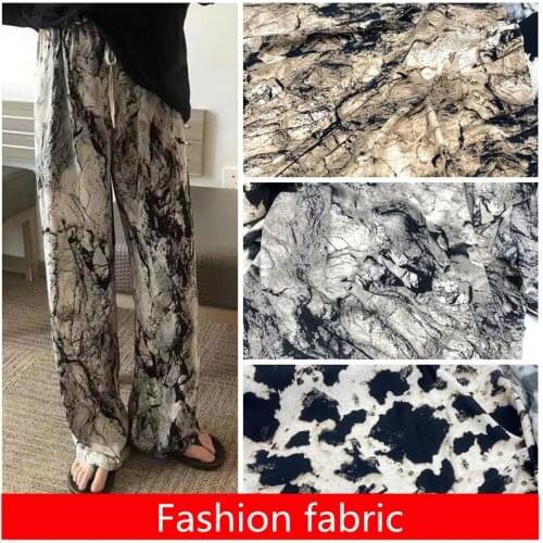 Fashion Chiffon Plain Satin Fabric Tie-dye Print Micro-elastic Broken Card Impervious Make Shirt Dress Long Shorts Thick Fabric