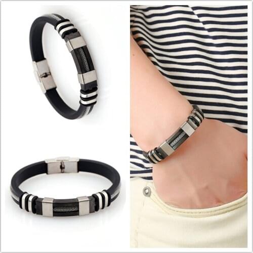 Fashion Simple Style Titanium Steel Silicone Hand Ring Snake Chain Personality Mens Party Jewelry Handsome Boy Birthday Gift