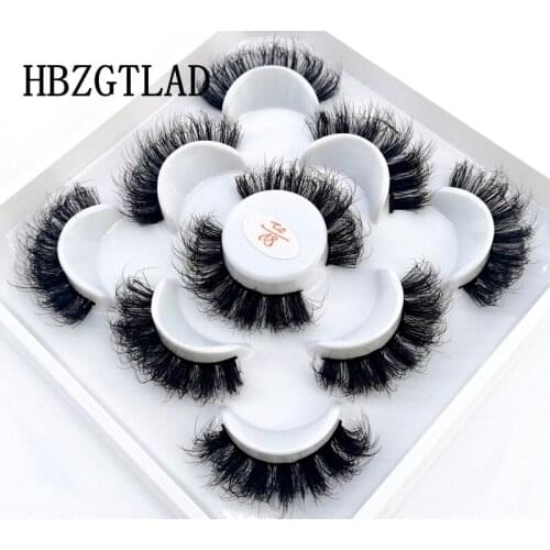 Soft 5Pairs Mink Lashes Natural Mink False Eyelashes Fluffy Wispy Beauty Lashes Dramatic Messy Long Eyelash Extension For Makeup