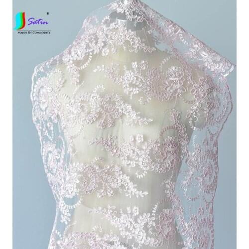 Bride Wedding Dress Veil Decoration Sew Colorful Embroidery Flower width 57cm Narrow Wave Tulle Lace Cloth S0149L