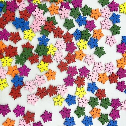 New 20pcs18mm Colorful Wood Christmas Wood Buttons Snow Wood Buttons Handmade Scrapbooking for Wedding Decor Sewing Accessories