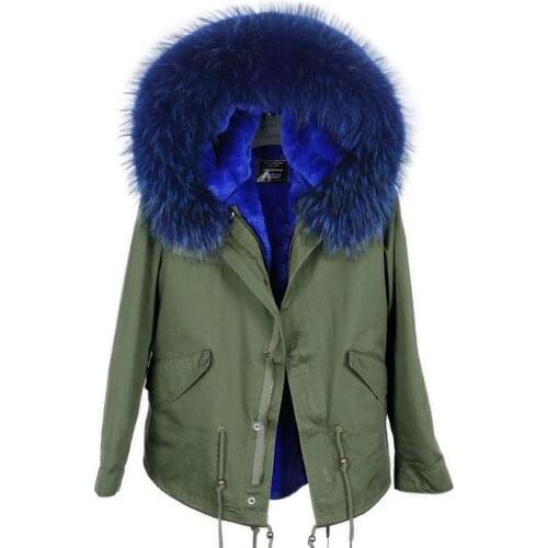 2020 New Army Green Winter Coat Jacket Women Raccoon Fur Big Fur Collar Overcome Female Jacket Slim Fur Parka Korean Korean