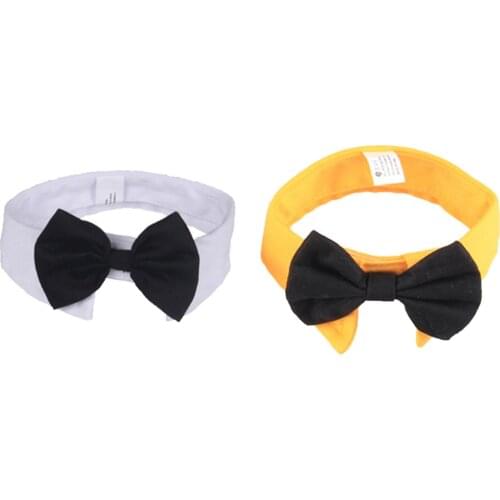 New Arrival Yellow Pet Bow Tie Collar Dog Cat Puppy Bowknot Tie Cotton Adjustable Neck Tie