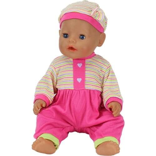New style meired jumpsuits+hat Clothes Fit For born baby 43cm Doll Clothes Doll Accessories For 17inch Baby Doll