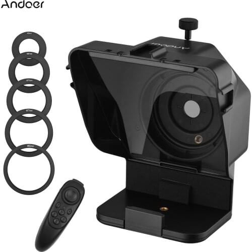 Andoer Portable Smartphone DSLR Camera Teleprompter Prompter with Remote Control for Video Recording Live Streaming Interview