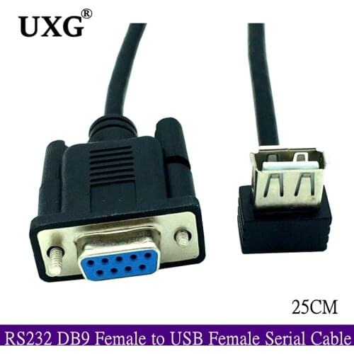 RS232 DB9 Female To USB 2.0 A Female Serial Cable Adapter Converter 8" Inch 25cm
