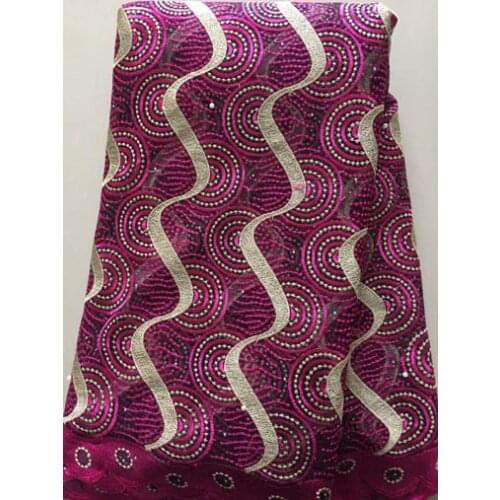 Magenta 2020 African Net Lace Fabric,High Quality Elegant Nigerian Wedding Lace Fabrics 5Yards Stones French Tulle lace YLL3296