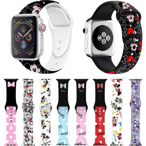 2021 Disney Mickey Minnie Watch Strap for Apple IWatch Band 4 5 6 Silicone Wristband Bracelet Replacement for IWatch 1 2 3 Strap