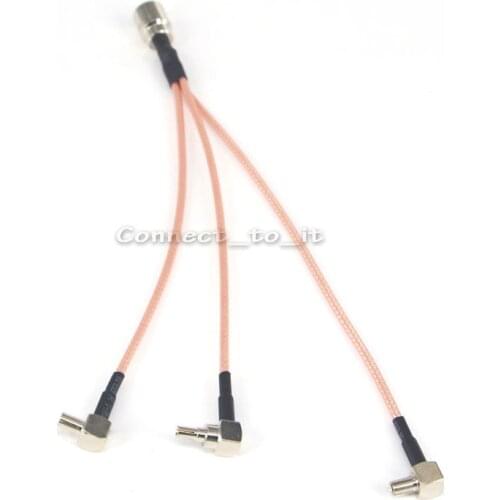 RF Coaxial Cable FME Male to 1 CRC9 Dual 2 TS9 Male 4 Way Connector Antenna Extension Pigtail Cord