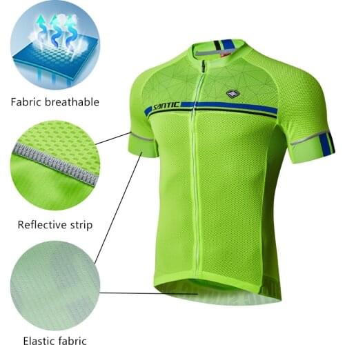 Santic Men Cycling Jerseys Pro Fit Road Bike MTB Short Sleeve Cycling Clothings Asian Size Antislip Sleeve Cuff