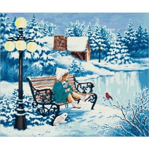 Little girls silver skates Counted Cross Stitch 11CT 14CT 18CT DIY Cross Stitch Kits Embroidery Needlework Sets home decor